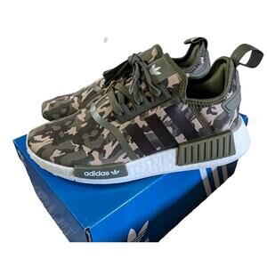 Adidas Originals NMD R1 J Olive Strata Camo Youth 7 shoes HQ1652 Boys Green